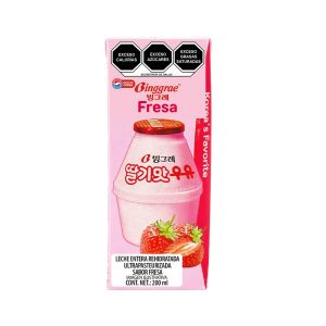 bebida de leche sabor fresa de la marca Binggrae