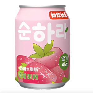 refresco espumoso sabor fresa de la marca coreana OKF.